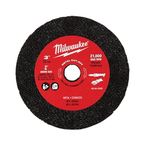 Milwaukee® 49-94-3000 Cut-Off Wheel, 3 in Dia x 0.04 in THK, 3/8 in Center Hole, A60 Grit, Aluminum Oxide Abrasive